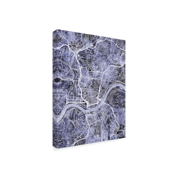 Michael Tompsett 'Cincinnati Ohio City Map Blue' Canvas Art,24x32